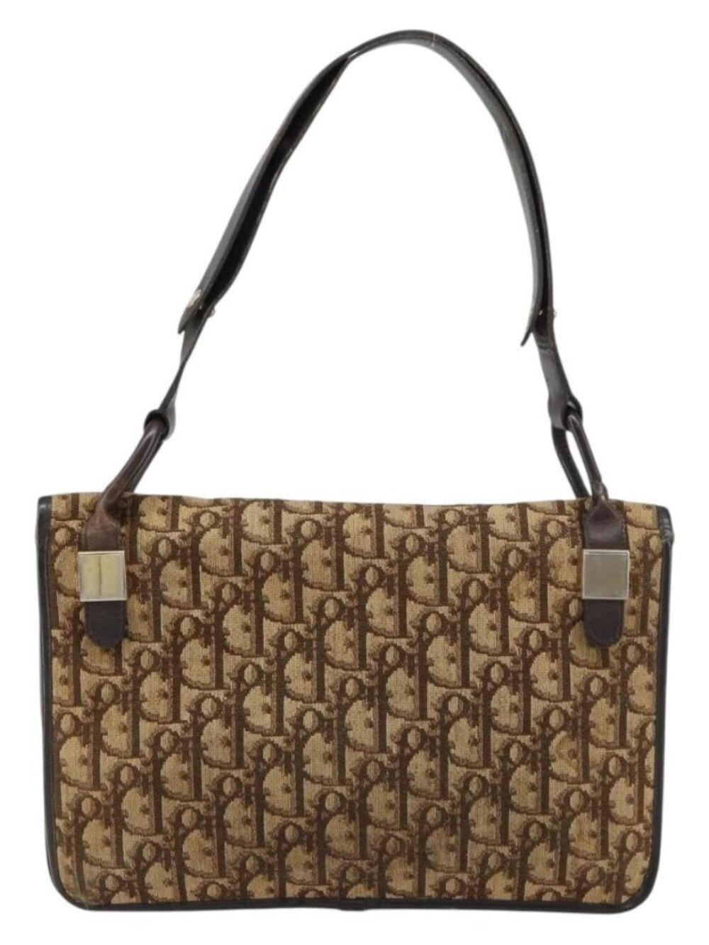 Authentic Christian Dior Trotter Canvas Shoulder Bag Beige Gold - Picture 10 of 16